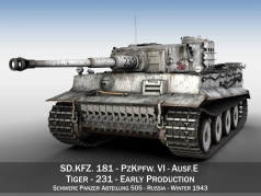 Tiger I - 505e division de chars lourds - camouflage hiver - 01